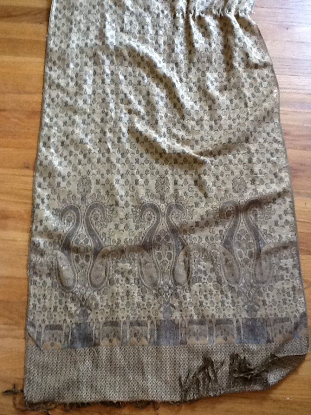 Large Italian Fringed Scarf-Gold/Brown